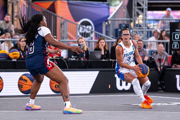 Warszawa 06.06.2026. 3x3 Basketball World Cup Day 6 in Warsaw, Poland. France - United States of Amercia match --- Mistrzostwa Swiata w koszykowce 3x3 Dzien 6 w Warszawie. Mecz Francja - USA Persons Shown : Sahara Williams Hortense Limouzin Fot. Kai Taller Arena Akcji NEWSPIX.PL --- newspix.pl 