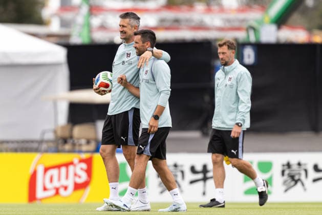 SOCCER - FIFA World Cup, WM, Weltmeisterschaft, Fussball 2026, preview SANTA BARBARA,CALIFORNIA,USA,06.JUN.26 - SOCCER - FIFA World Cup 2026, USA, Mexico, Canada, preview, Oesterreichischer Fussball-Bund, training team AUT. Image shows goal keeper coach Michael Gspurning, assistant coach Stefan Oesen and assistant coach Lars Kornetka (AUT).  GEPAxpictures xArminxRauthner