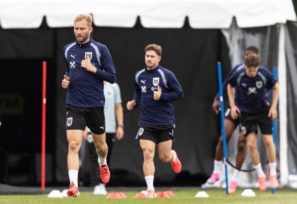 SOCCER - FIFA World Cup, WM, Weltmeisterschaft, Fussball 2026, preview SANTA BARBARA,CALIFORNIA,USA,06.JUN.26 - SOCCER - FIFA World Cup 2026, USA, Mexico, Canada, preview, Oesterreichischer Fussball-Bund, training team AUT. Image shows Konrad Laimer and Romano Schmid (AUT).  GEPAxpictures xArminxRauthner
