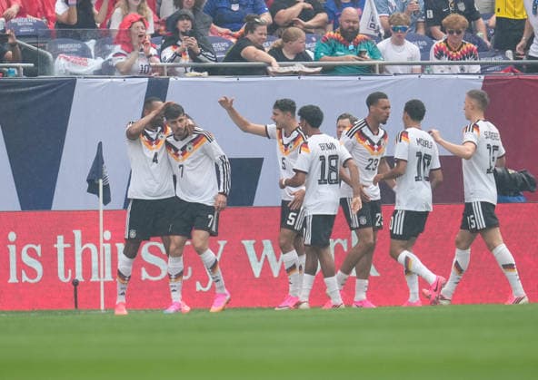 Die deutsche Mannschaft jubelt nach dem Tor von Kai Havertz (Deutschland, 7) USA, United States vs Deutschland, Internationaler Fussball, Freundschaftsspiel, 06.06.2026 USA, United States vs Deutschland, Internationaler Fussball, Freundschaftsspiel, 06.06.2026 Chicago
