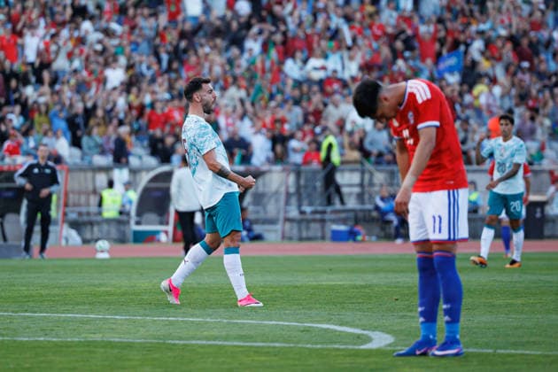 Bruno Fernandes seen celebrating after scoring goal during International Friendly, Länderspiel, Nationalmannschaft game between national teams of Portugal and Chile (Luis Loureiro Ball Raw Images PT) Oeiras Estadio Nacional Portugal Copyright: xLuisxLoureirox luisloureiro_portugal_chile_2526_3-24