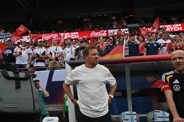 CHICAGO, IL - JUNE 06: Germany head coach Julian Nagelsmann looks on prior to a friendly match between the United States and Germany on June 6, 2026, at Soldier Field in Chicago, IL. (Photo by Patrick Gorski Icon Sportswire) SOCCER: JUN 06 USA vs Germany EDITORIAL USE ONLY Icon260606012