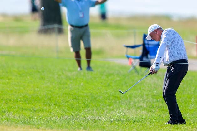 MADISON, WI - JUNE 06: Paul Goydos from Long Beach, CA hits his second shot on the first fairway during the second round of the PGA, Golf Herren Tour Champions American Family Insurance Championship golf tournament on June 6, 2026 at TPC Wisconsin Golf Course in Madison, WI. (Photo by Lawrence Iles Icon Sportswire) GOLF: JUN 06 PGA TOUR Champions American Family Insurance Championship EDITORIAL USE ONLY Icon2606060052