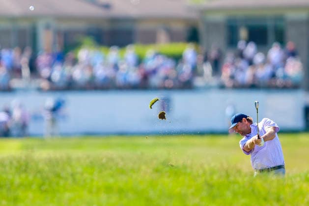 MADISON, WI - JUNE 06: George McNeill from Naples, FL hits his second shot from the first fairway during the second round of the PGA, Golf Herren Tour Champions American Family Insurance Championship golf tournament on June 6, 2026 at TPC Wisconsin Golf Course in Madison, WI. (Photo by Lawrence Iles Icon Sportswire) GOLF: JUN 06 PGA TOUR Champions American Family Insurance Championship EDITORIAL USE ONLY Icon2606060082