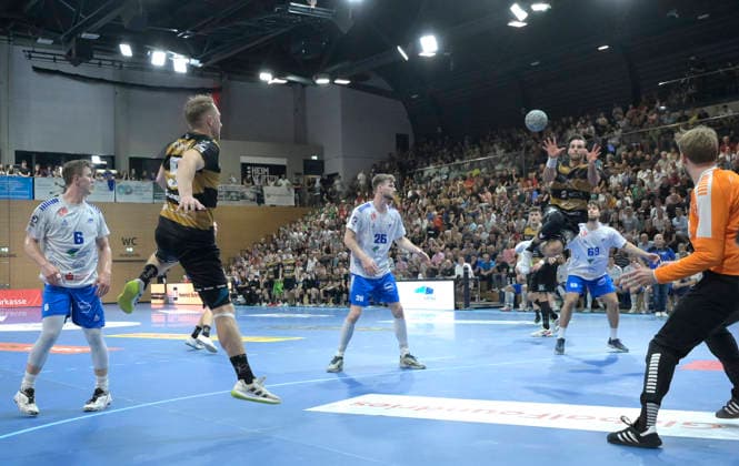 06.06.2026, sein letzter Kempa-Trick für Elbflorenz: Dresdens Lukas Wucherpfennig! Wucherpfennig-Gress-Tor! Handball, 2. Bundesliga, letzter Spieltag der Saison, HC Elbflorenz Dresden -Dessau-Rosslauer HV, (c) Dresden