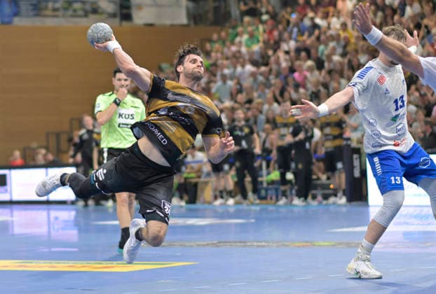 06.06.2026, Dresdens Sebastian Greß wirft, Handball, 2. Bundesliga, letzter Spieltag der Saison, HC Elbflorenz Dresden -Dessau-Rosslauer HV, (c) Dresden