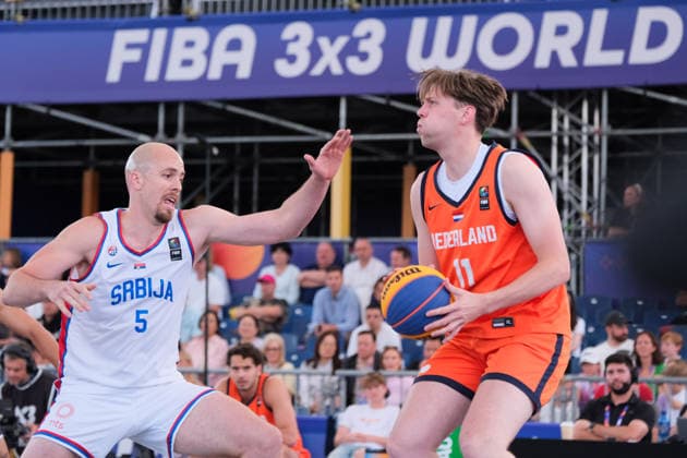 June 6, 2026, Warsaw, Masovian Voivodeship, Poland: Serbia s NENAD NERANDZIC (5) and Netherlands ADRIAAN VAN TILBORG (11) in action during a FIBA 3x3 Basketball World Cup men s quarter-final game between Serbia and Netherlands in Warsaw, Poland. Basketball 2026: FIBA 3x3 World Cup Men s Quarterfinal: Serbia 21:19 Netherlands  - ZUMAk204 20260606_zip_k204_005 Copyright: xRomanxKozielx