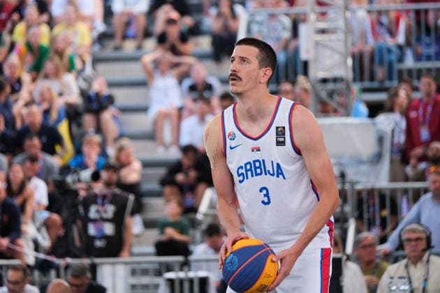 June 6, 2026, Warsaw, Masovian Voivodeship, Poland: Serbia s STRAHINJA STOJACIC (3) takes a free throw during a FIBA 3x3 Basketball World Cup men s quarter-final game between Serbia and Netherlands in Warsaw, Poland. Basketball 2026: FIBA 3x3 World Cup Men s Quarterfinal: Serbia 21:19 Netherlands  - ZUMAk204 20260606_zip_k204_010 Copyright: xRomanxKozielx