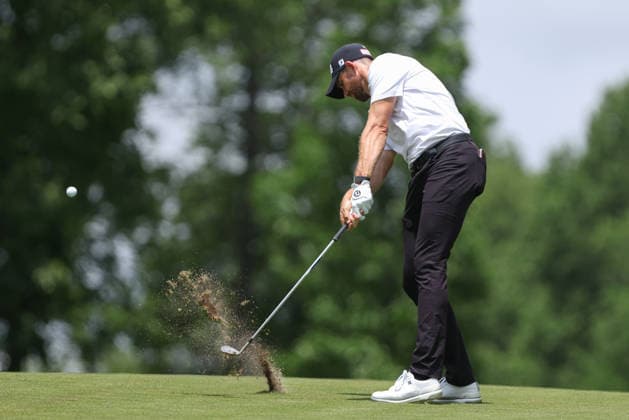 DUBLIN, OH - JUNE 06: Patrick Rodgers of the United States hits an approach shot on the 9th hole during the third round of the Memorial Tournament presented by Workday at Muirfield Village Golf Club on June 6, 2026 in Dublin, OH. (Photo by Ian Johnson Icon Sportswire) GOLF: JUN 06 PGA, Golf Herren the Memorial Tournament presented by Workday EDITORIAL USE ONLY Icon260606003