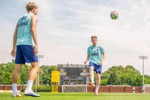 260606 Jens Petter Hauge of the Norwegian national football team at a training session during day -5 of the FIFA World Cup, WM, Weltmeisterschaft, Fussball 2026 on June 6, 2026 in Greensboro. Photo: Vegard Grott BILDBYRAN kod VG VG0941 bbeng fotball football soccer fotboll fifa world cup vm fotball-vm norge norway trening träning training practice precamp pre-camp Copyright: VEGARDxGRoTT BB260606VG026