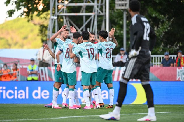 June 6, 2026, Lisbon, Lisbon, Portugal: Players of Portugal celebrate the goal during the International Friendly, Länderspiel, Nationalmannschaft match at the Estadio Nacional (Jamor) in Oeiras, Portugal, on June 6, 2026. Lisbon Portugal - ZUMAr238 20260606_zip_r238_037 Copyright: xRicardoxRochax