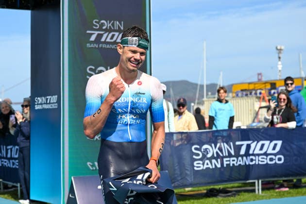 Sokin Escape From Alcatraz Triathlon - T100 San Francisco 2026 SAN FRANCISCO, CA - JUNE 6: Germany’s Rico Bogen wins The Sokin Escape From Alcatraz Triathlon - T100 at Marina Blvd in San Francisco, California, United States on June 6, 2026. Tayfun Coskun Anadolu California United States. Editorial use only. Please get in touch for any other usage.  Copyright: x2026xAnadoluxTayfunxCoskunx