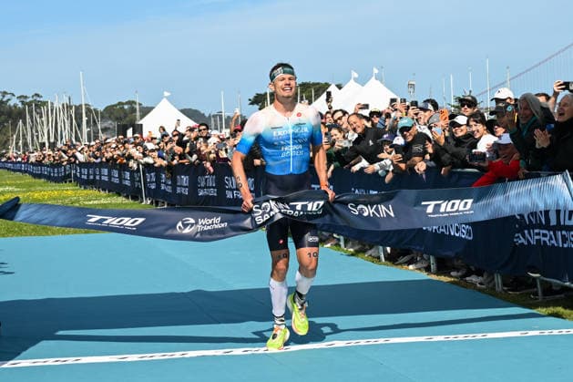 Sokin Escape From Alcatraz Triathlon - T100 San Francisco 2026 SAN FRANCISCO, CA - JUNE 6: Germany’s Rico Bogen wins The Sokin Escape From Alcatraz Triathlon - T100 at Marina Blvd in San Francisco, California, United States on June 6, 2026. Tayfun Coskun Anadolu California United States. Editorial use only. Please get in touch for any other usage.  Copyright: x2026xAnadoluxTayfunxCoskunx