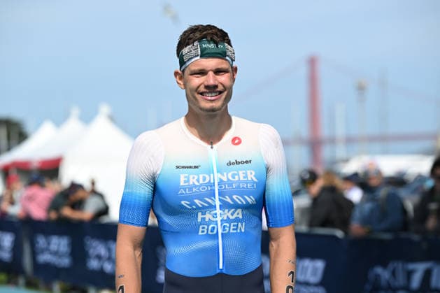 Sokin Escape From Alcatraz Triathlon - T100 San Francisco 2026 SAN FRANCISCO, CA - JUNE 6: Germany’s Rico Bogen wins The Sokin Escape From Alcatraz Triathlon - T100 at Marina Blvd in San Francisco, California, United States on June 6, 2026. Tayfun Coskun Anadolu California United States. Editorial use only. Please get in touch for any other usage.  Copyright: x2026xAnadoluxTayfunxCoskunx