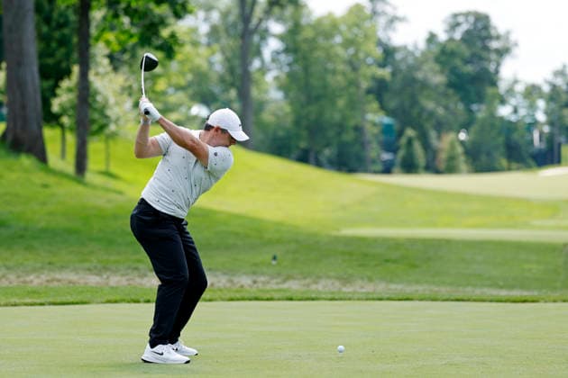 DUBLIN, OH - JUNE 06: Rory McIlroy of Northern Ireland plays a tee shot at the fifteenth hole during the third round of the Memorial Tournament presented by Workday 2026 on June 06, 2026 at Muirfield Village Golf Club in Dublin, Ohio. (Photo by Joe Robbins Icon Sportswire) GOLF: JUN 06 PGA, Golf Herren the Memorial Tournament presented by Workday EDITORIAL USE ONLY Icon5732606060183