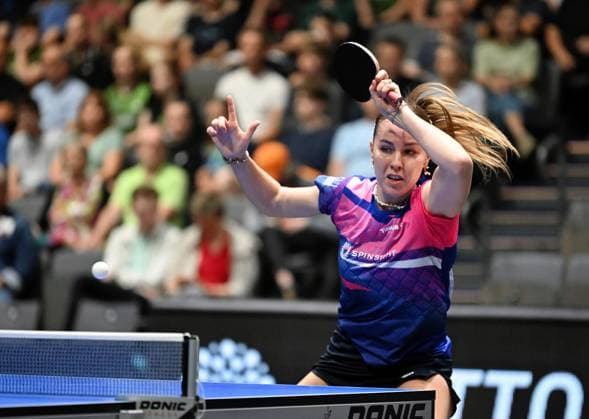 Titelverteidigerin Annett Kaufmann (SV DJK Kolbermoor) zieht erneut in das DM-Halbfinale der Damen ein - Titelverteidigerin Annett Kaufmann (SV DJK Kolbermoor) zieht erneut in das DM-Halbfinale der Damen ein - LOTTO Thüringen TT-Finals 2026 in Erfurt. Deutsche Meisterschaften der Damen und Herren am 6. Juni 2026 in der Messe Erfurt. Erfurt Messe Erfurt Thüringen Deutschland