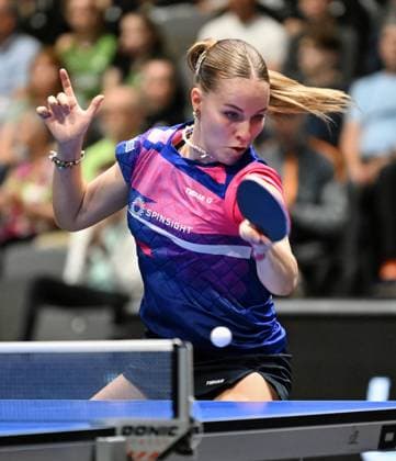 Titelverteidigerin Annett Kaufmann (SV DJK Kolbermoor) zieht erneut in das DM-Halbfinale der Damen ein - Titelverteidigerin Annett Kaufmann (SV DJK Kolbermoor) zieht erneut in das DM-Halbfinale der Damen ein - LOTTO Thüringen TT-Finals 2026 in Erfurt. Deutsche Meisterschaften der Damen und Herren am 6. Juni 2026 in der Messe Erfurt. Erfurt Messe Erfurt Thüringen Deutschland