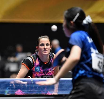 Die Weltranglistenneunte Sabine Winter (TSV Dachau) steht im DM-Halbfinale Die Weltranglistenneunte Sabine Winter (TSV Dachau) besiegt U15-Weltmeisterin Koharu Itagaki steht im DM-Halbfinale - LOTTO Thüringen TT-Finals 2026 in Erfurt. Deutsche Meisterschaften der Damen und Herren am 6. Juni 2026 in der Messe Erfurt. Erfurt Messe Erfurt Thüringen Deutschland