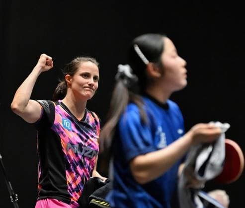 Die Weltranglistenneunte Sabine Winter (TSV Dachau) steht im DM-Halbfinale Die Weltranglistenneunte Sabine Winter (TSV Dachau) besiegt U15-Weltmeisterin Koharu Itagaki steht im DM-Halbfinale - LOTTO Thüringen TT-Finals 2026 in Erfurt. Deutsche Meisterschaften der Damen und Herren am 6. Juni 2026 in der Messe Erfurt. Erfurt Messe Erfurt Thüringen Deutschland