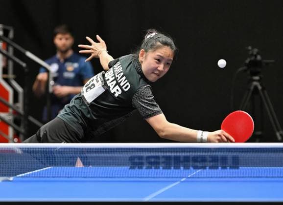 Die 16 Jahre alte Abwehrspielerin Lisa Wang vom 1. FC Saarbrücken-TT steht erstmals im DM-Halbfinale Die 16 Jahre alte Abwehrspielerin Lisa Wang vom 1. FC Saarbrücken-TT zieht überraschend erstmals in ein DM-Halbfinale der Damen ein - LOTTO Thüringen TT-Finals 2026 in Erfurt. Deutsche Meisterschaften der Damen und Herren am 6. Juni 2026 in der Messe Erfurt. Erfurt Messe Erfurt Thüringen Deutschland