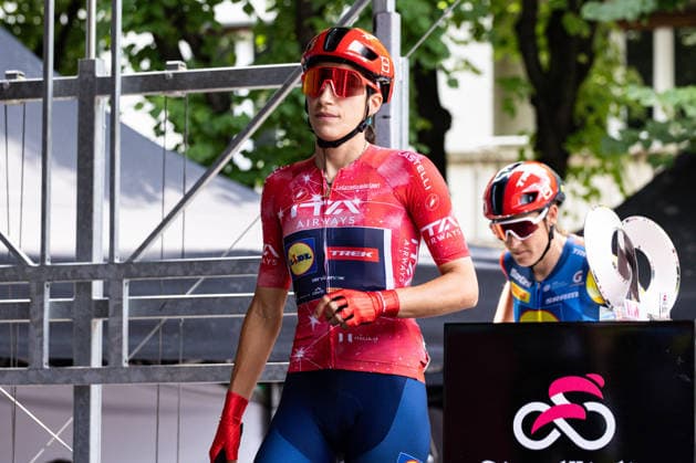 37th Giro d Italia Women 2026 - Stage 8 Elisa Balsamo of LIDL - TREK wears the Red Jersey during Stage 8 of the 37th Giro d Italia Women, a 106km stage from Rivoli to Sestriere, in Italy, on June 6, 2026. Rivoli Italy  Copyright: xTommasoxBerardix originalFilename:berardi-37thgiro260606_np6ad.jpg