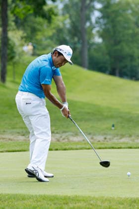 DUBLIN, OH - JUNE 06: Hideki Matsuyama of Japan plays a tee shot at the fifteenth hole during the third round of the Memorial Tournament presented by Workday 2026 on June 06, 2026 at Muirfield Village Golf Club in Dublin, Ohio. (Photo by Joe Robbins Icon Sportswire) GOLF: JUN 06 PGA, Golf Herren the Memorial Tournament presented by Workday EDITORIAL USE ONLY Icon5732606060343