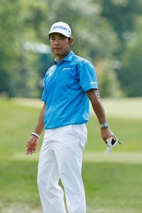 DUBLIN, OH - JUNE 06: Hideki Matsuyama of Japan looks on while waiting for a golf cart following a weather suspension in play at the fifteenth hole during the third round of the Memorial Tournament presented by Workday 2026 on June 06, 2026 at Muirfield Village Golf Club in Dublin, Ohio. (Photo by Joe Robbins Icon Sportswire) GOLF: JUN 06 PGA, Golf Herren the Memorial Tournament presented by Workday EDITORIAL USE ONLY Icon5732606060353