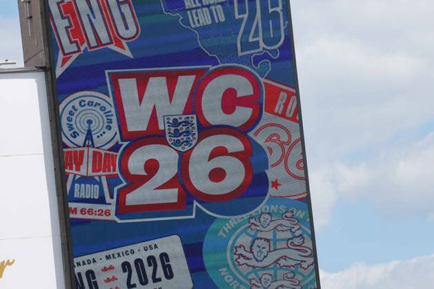 RECORD DATE NOT STATED 6th June 2026; Raymond James Stadium, Tampa, Florida, United States of America; Friendly International Football, England versus New Zealand; the England World Cup 2026 logo is displayed on the big screen DavidxBuono