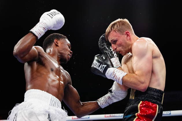Sheffield Fight Week Chris Mulunda (white shorts) competes against Connor Goulding during their Middleweight Contest at Utilita Arena Sheffield, Sheffield 06 06 2026 UK Newspapers OUT Copyright: xMaxxTomlinsonx FIL-23539-0012