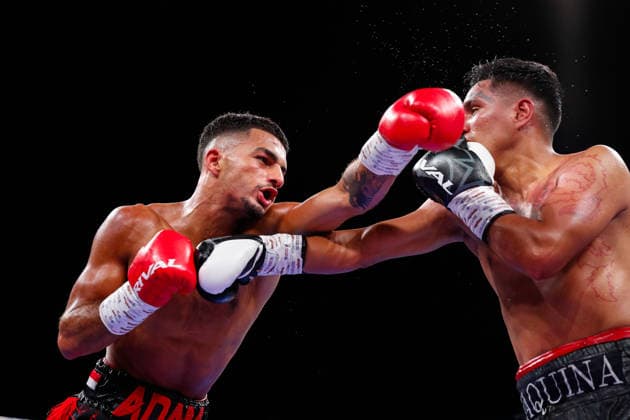 Sheffield Fight Week Adam Maca (black & red shorts) competes against Cesar Ignacio Paredes during their Super Featherweight Contest at Utilita Arena Sheffield, Sheffield 06 06 2026 UK Newspapers OUT Copyright: xMaxxTomlinsonx FIL-23539-0034