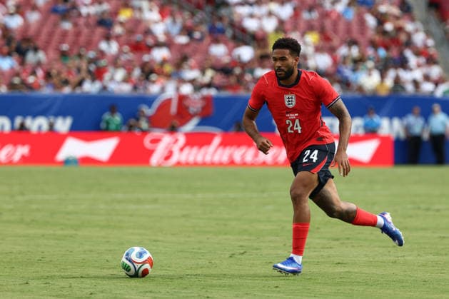 TAMPA, FL - JUNE 06: England defender Reece James (24) attacks with the ball in the second half during the friendly soccer match between England and New Zealand on Saturday, June 6, 2026 at Raymond James Stadium in Tampa, FL (Photo by Peter Joneleit Icon Sportswire) SOCCER: JUN 06 England vs New Zealand EDITORIAL USE ONLY Icon260606040