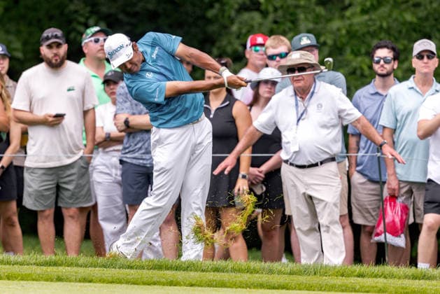 June 6, 2026, Dublin, Ohio, U.S: Hideki Matsuyama hits from the rough on 5 during the third round of The Memorial Tournament at Muirfield Village Golf Club, Dublin, Ohio. Dublin U.S - ZUMAs304 20260606_zaf_s304_028 Copyright: xScottxStuartx