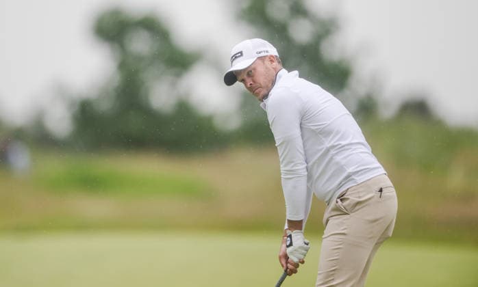 KLM Open 2026 - Day Three Danny Willett of England plays his second shot from the fairway of the 16th hole during the third round of the KLM Open at The International in Amsterdam, Netherlands, on June 6, 2026. Amsterdam Netherlands  Copyright: xAndyxAstfalckx originalFilename:astfalck-klmopenr260606_npxNV.jpg
