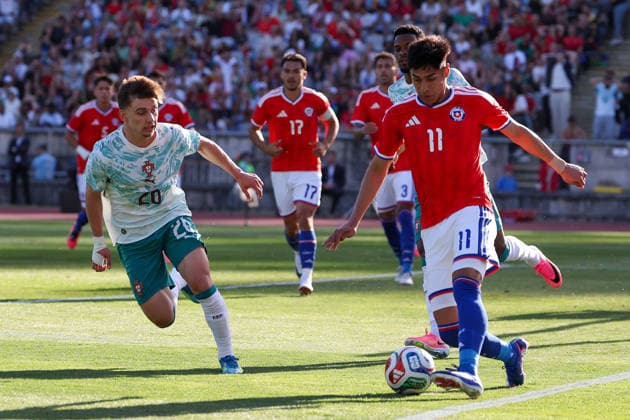 during the International Friendly, Länderspiel, Nationalmannschaft match between Portugal and Chile at Estadio Nacional do Jamor on June 6, 2026, in Oeiras, Portugal. The match serves as preparation for the 2026 FIFA World Cup, WM, Weltmeisterschaft, Fussball in the United States. Copyright: JoaquimxFerreira