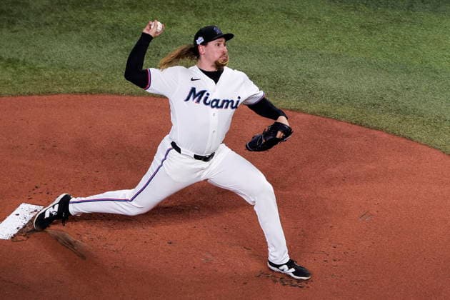 MLB, Baseball Herren, USA - Miami Marlins vs Tampa Bay Rays Miami Marlins Right-Handed Pitcher Lake Bachar in action during the Major League Baseball (MLB) game between the Miami Marlins and the Tampa Bay Rays in Miami, Florida, USA, 06 June 2026. MIAMI FLORIDA United States  Copyright: xCRISTOBALxHERRERA-ULASHKEVICHx