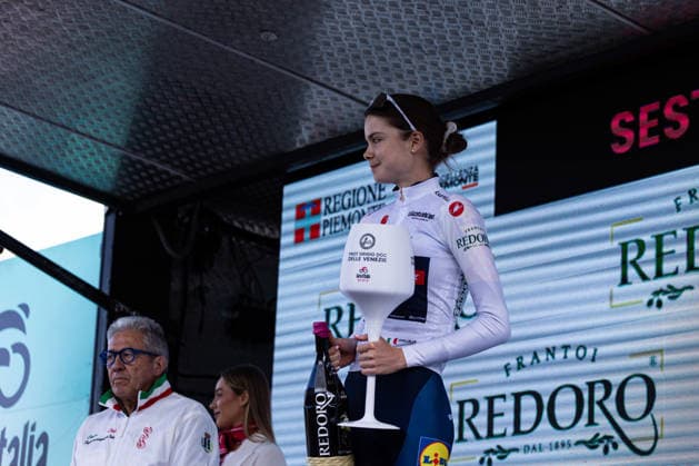 37th Giro d Italia Women 2026 - Stage 8 Isabella Holmgren of LIDL - TREK wears the White Jersey after Stage 8 of the 37th Giro d Italia Women, a 106km stage reduced to Colle delle Finestre GPM due to ice fall risk, from Rivoli to Sestriere, in Italy, on June 6, 2026. Sestriere Italy  Copyright: xTommasoxBerardix originalFilename:berardi-37thgiro260606_nppcS.jpg