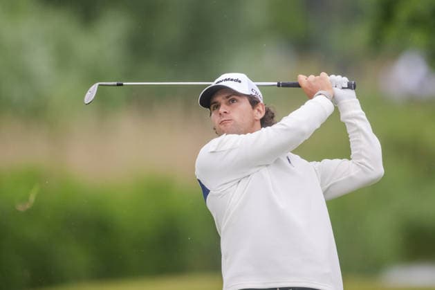 KLM Open 2026 - Day Three Angel Ayora of Spain plays his second shot from the fairway of the 16th hole during the third round of the KLM Open at The International in Amsterdam, Netherlands, on June 6, 2026. Amsterdam Netherlands  Copyright: xAndyxAstfalckx originalFilename:astfalck-klmopenr260606_npM9i.jpg
