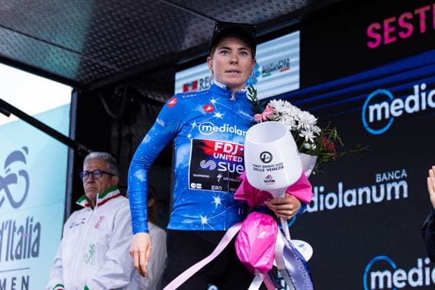 37th Giro d Italia Women 2026 - Stage 8 Demi Vollering of FDJ UNITED - SUEZ wears the Blue Jersey after Stage 8 of the 37th Giro d Italia Women, a 106km stage reduced to Colle delle Finestre GPM due to ice fall risk, from Rivoli to Sestriere, in Italy, on June 6, 2026. Sestriere Italy  Copyright: xTommasoxBerardix originalFilename:berardi-37thgiro260606_npJZV.jpg