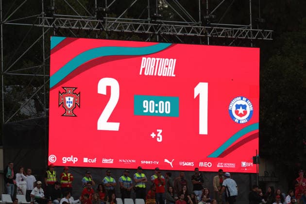 Friendly match Portugal - Chile, at Estadio Nacional do Jamor city of Oeiras - Portugal, June 6, 2026, Oeiras, Portugal. Scoreboard final result Copyright: HMBxMedia FernandoxSoares