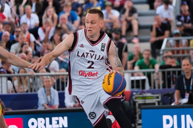 June 6, 2026, Warsaw, Masovian Voivodeship, Poland: Latvia s KARLIS LASMANIS (2) in action during a FIBA 3x3 Basketball World Cup men s quarter-final game between Latvia and Lithuania in Warsaw, Poland. Warsaw Poland - ZUMAk204 20260606_zip_k204_052 Copyright: xRomanxKozielx