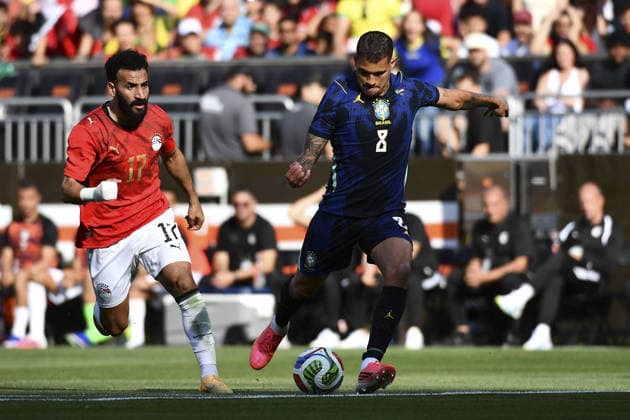 CLEVELAND, USA - JUNE 06: Bruno Guimaraes of Brazil scoring the teams first goal during an International Friendly, Länderspiel, Nationalmannschaft match in preparation for the upcoming 2026 FIFA World Cup, WM, Weltmeisterschaft, Fussball between Brazil and Egypt (Photo by Rebekah Wynkoop SPP)  Copyright: xRebekahxWynkoop SPPx Sportspressphoto_SPR162322
