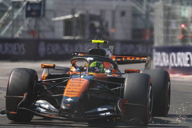 1 Lando Norris (GBR) McLaren Mastercard F1 Team (GBR) MCL40A Mercedes during the Qualifying of Formula 1 Louis Vuitton Grand Prix of Monaco at Circuit de Monaco in Monaco on June 06, 2026 in Monaco. (Photo by Philippe Nanchino Eurasia Images) Monaco Circuit de Monaco Monte Carlo Monaco