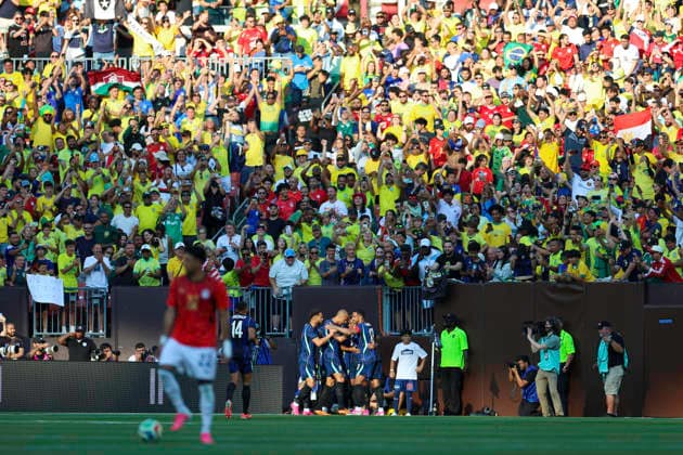 SOCCER 2026: Egypt Vs Brazil JUN 6 June 6, 2026: Brazil celebrates after scoring a goal during the second half of the International Friendly, Länderspiel, Nationalmannschaft soccer match between Egypt and Brazil at Huntington Bank Field in Cleveland, Ohio. Brian Fisher CSM (Credit Image: Â Brian Fisher Cal Media) Cleveland Ohio United States of America EDITORIAL USE ONLY Copyright: xx ZUMA-20260606_zma_c04_054.jpg BrianxFisherx csmphotothree493365