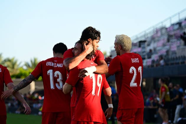 Turkish players celebrate a goal in a friendly match ahead of the 2026 FIFA World Cup, WM, Weltmeisterschaft, Fussball between Venezuela and Turkey at Nu Stadium in Miami, USA, 06 June 2026. FIFA World Cup 2026 Friendly: Venezuela - Turkey !ACHTUNG: NUR REDAKTIONELLE NUTZUNG!  Copyright: xGiorgioxVierax AMDEP6532 20260607-55020522795_1