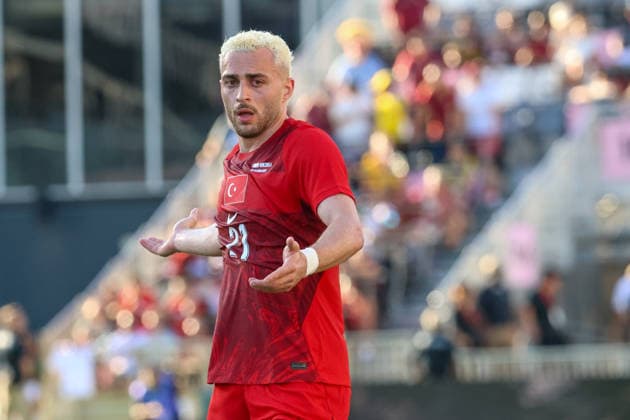 FORT LAUDERDALE, FL - JUNE 06: Turkey midfielder BarÄ±Åü Alper YÄ±lmaz (21) reacts after a missed chance during the International Friendly, Länderspiel, Nationalmannschaft game between Turkey and Venezuela at Inter Miami CF Stadium on June 6, 2026 in Fort Lauderdale,Florida.(Photo by Chris Arjoon Icon Sportswire) SOCCER: JUN 06 Turkey vs Venezuela EDITORIAL USE ONLY Icon2606060010012