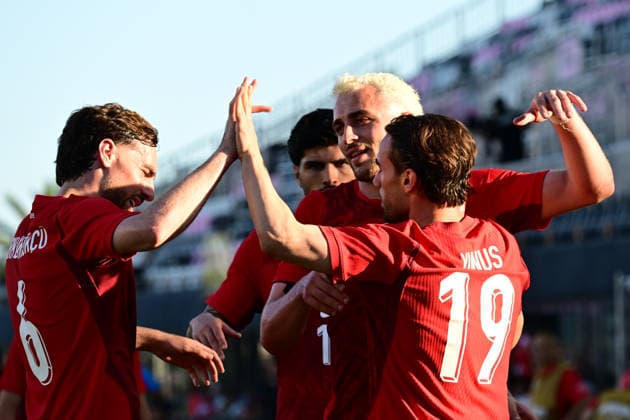 Turkish players celebrate a goal in a friendly match ahead of the 2026 FIFA World Cup, WM, Weltmeisterschaft, Fussball between Venezuela and Turkey at Nu Stadium in Miami, USA, 06 June 2026. FIFA World Cup 2026 Friendly: Venezuela - Turkey !ACHTUNG: NUR REDAKTIONELLE NUTZUNG!  Copyright: xGiorgioxVierax AMDEP6530 20260607-55020522808_1