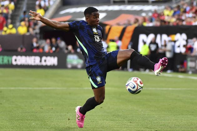 CLEVELAND, USA - JUNE 06: Endrick of Brazil controls the ball during an International Friendly, Länderspiel, Nationalmannschaft match in preparation for the upcoming 2026 FIFA World Cup, WM, Weltmeisterschaft, Fussball between Brazil and Egypt (Photo by Rebekah Wynkoop SPP)  Copyright: xRebekahxWynkoop SPPx Sportspressphoto_SPR162408