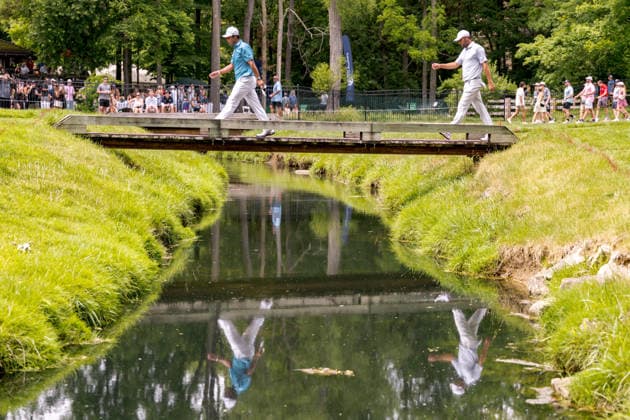 June 6, 2026, Dublin, Ohio, U.S: Hideki Matsuyama and Scottie Scheffler walk across the bridge on the 7th hole during the third round of The Memorial Tournament at Muirfield Village Golf Club, Dublin, Ohio. Dublin U.S - ZUMAs304 20260606_zaf_s304_107 Copyright: xScottxStuartx
