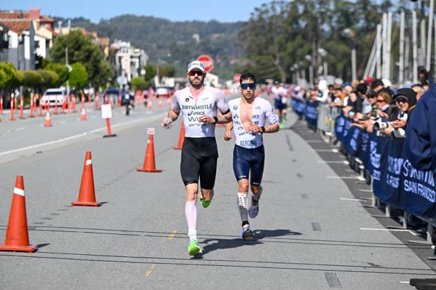 Sokin Escape From Alcatraz Triathlon - T100 San Francisco 2026 SAN FRANCISCO, CA - JUNE 6: Jacob Birtwhistle (L) from Austria and Leo Bergere from France compete during The Sokin Escape From Alcatraz Triathlon 2026 - T100 at Marina Blvd in San Francisco, California, United States on June 6, 2026. Tayfun Coskun Anadolu California United States. Editorial use only. Please get in touch for any other usage.  Copyright: x2026xAnadoluxTayfunxCoskunx