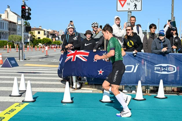 Sokin Escape From Alcatraz Triathlon - T100 San Francisco 2026 SAN FRANCISCO, CA - JUNE 6: Reigning T100 men’s champion Hayden Wilde wins third place during The Sokin Escape From Alcatraz Triathlon at Marina Blvd in San Francisco, California, United States on June 6, 2026. Tayfun Coskun Anadolu California United States. Editorial use only. Please get in touch for any other usage.  Copyright: x2026xAnadoluxTayfunxCoskunx
